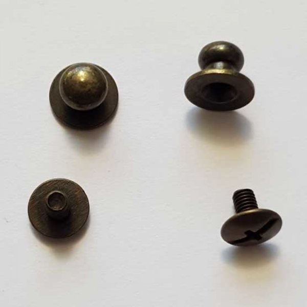 Bouton de col &agrave; visser 7 mm Vieux Laiton en Zamak Plaqu&eacute; Argent a vis