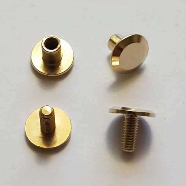 Bouton de col &agrave; visser 6 mm 02 Dor&eacute; en Zamak Plaqu&eacute; Argent a vis