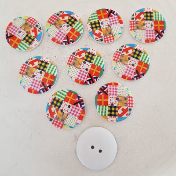 Houten knop bloemen 30 mm N&deg;03 x 10 stuks