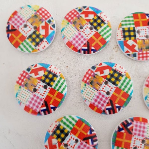 Houten knop bloemen 30 mm N&deg;03 x 10 stuks