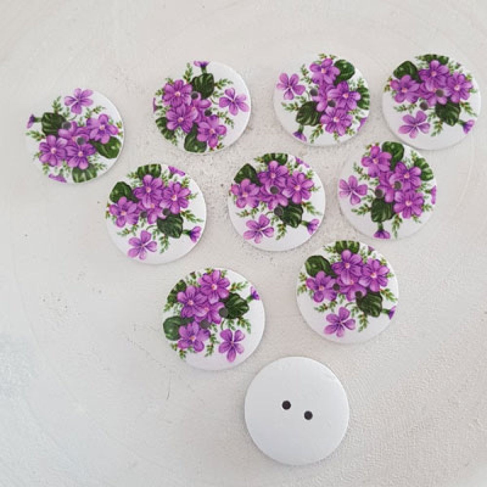 Houten knop bloemen 30 mm N°07 x 10 stuks