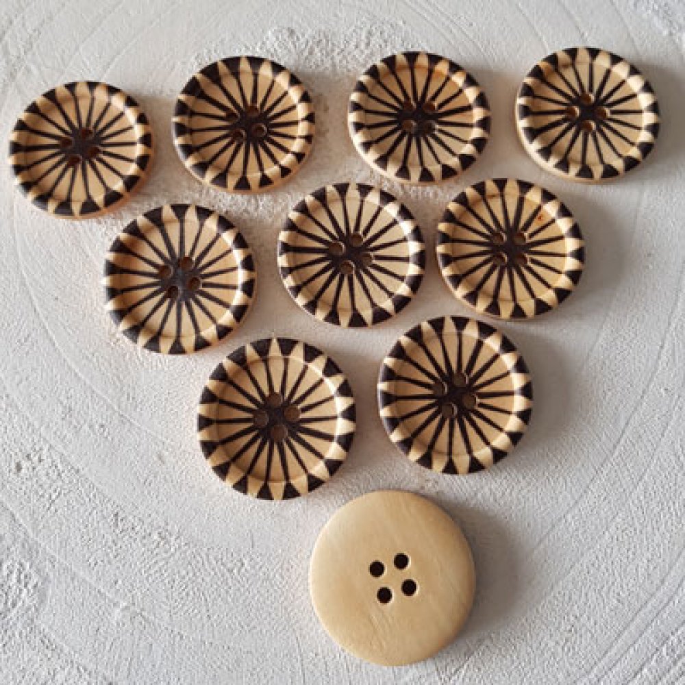 Houten knop bloemen 30 mm N°15 x 10 stuks