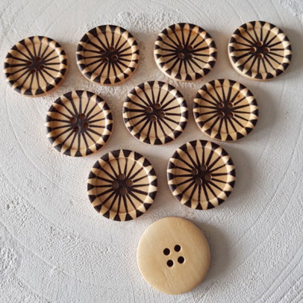 Houten knop bloemen 30 mm N°15 x 10 stuks