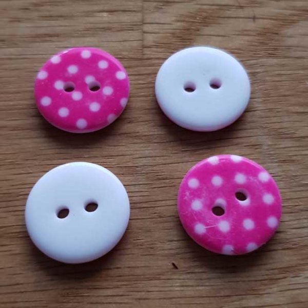 Bouton fantaisie &agrave; pois 18 mm Rose Fonc&eacute;