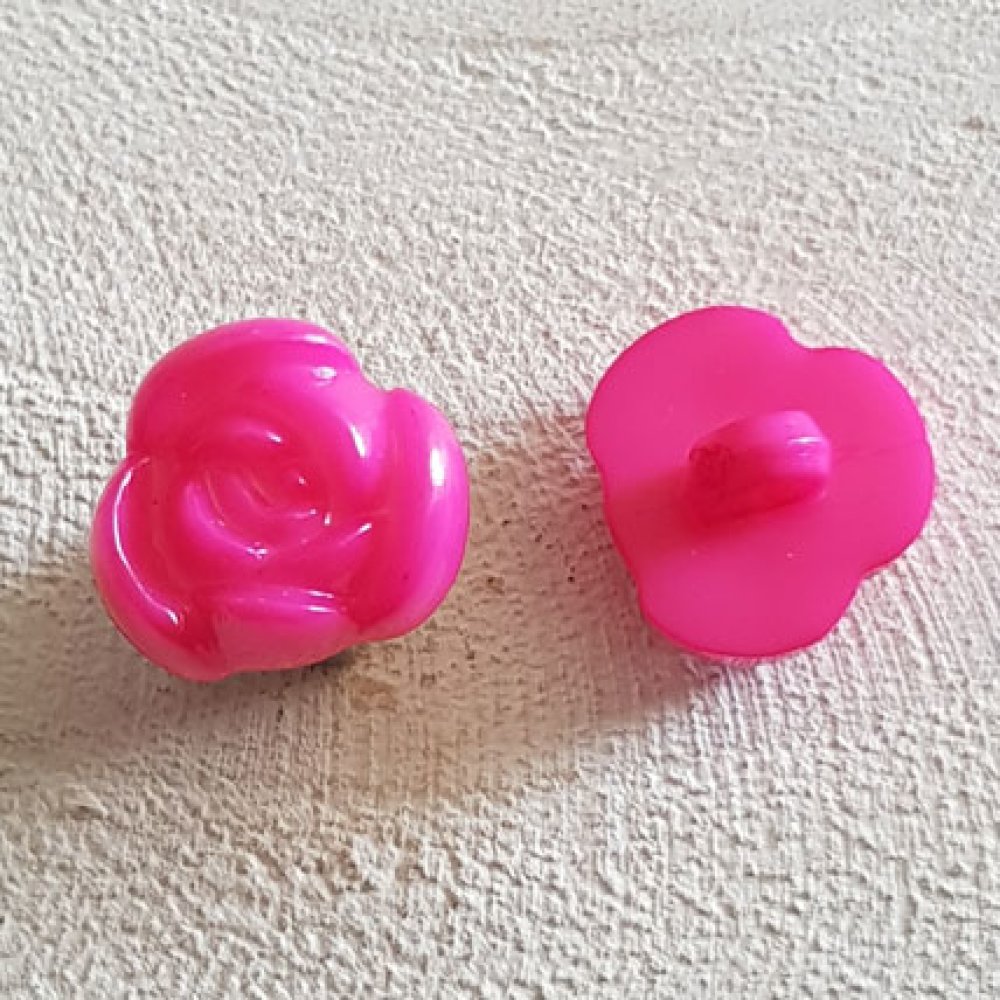 Button fantasie, kinderen, baby's Bloemenpatroon N°01-09 Fushia