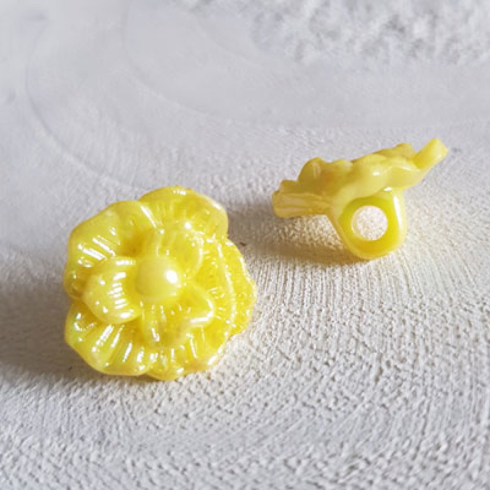 Fantasieknoopjes voor kinderen en baby's Bloemmotief N°02-07 Geel