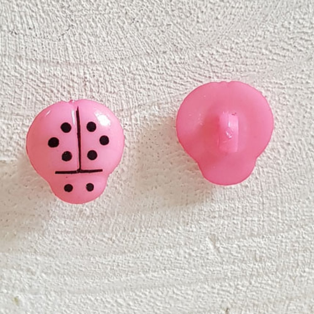 Mooie knopen, kinderen, baby's Lieveheersbeestje patroon N°01-13 Roze