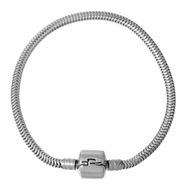 Bracelet Acier Inoxydable N&deg;04 Argent Fermoir Clip 18 cm