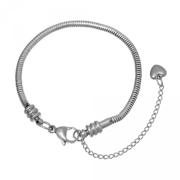 Bracelet Acier Inoxydable N&deg;05-02 Argent Fermoir Mousqueton 17 cm