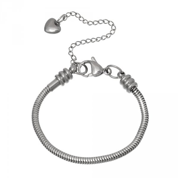 Bracelet Acier Inoxydable N&deg;05-02 Argent Fermoir Mousqueton 18 cm