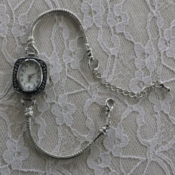 Europese stijl horloge wijzerplaat ketting armband met karabijnsluiting 7 X 8,5 cm
