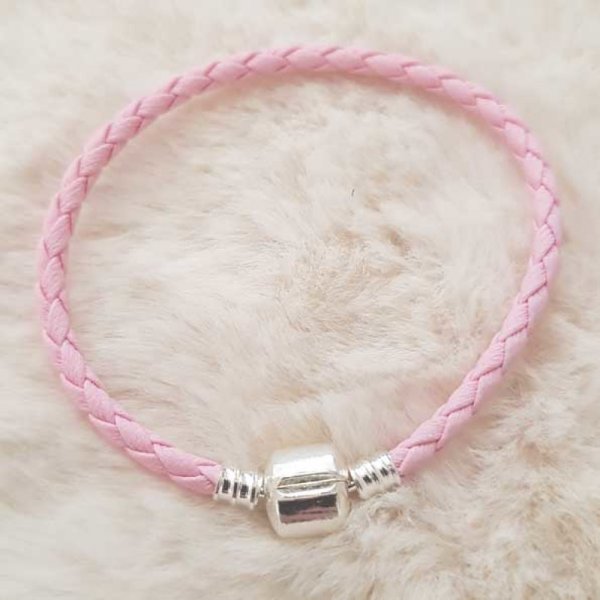 Europese Gevlochten Klem Armband 01 VAN 15 TOT 23 CM Roze