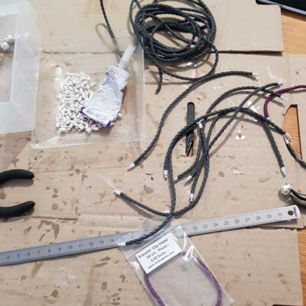 Europese Gevlochten Clip Armband Gewoon 02 VAN 15 TOT 23 CM Donker Ivoor