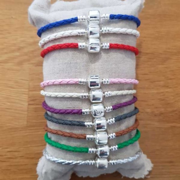 Europese Gevlochten Klem Armband Gewoon 02 VAN 15 TOT 23 CM Paars Zilver