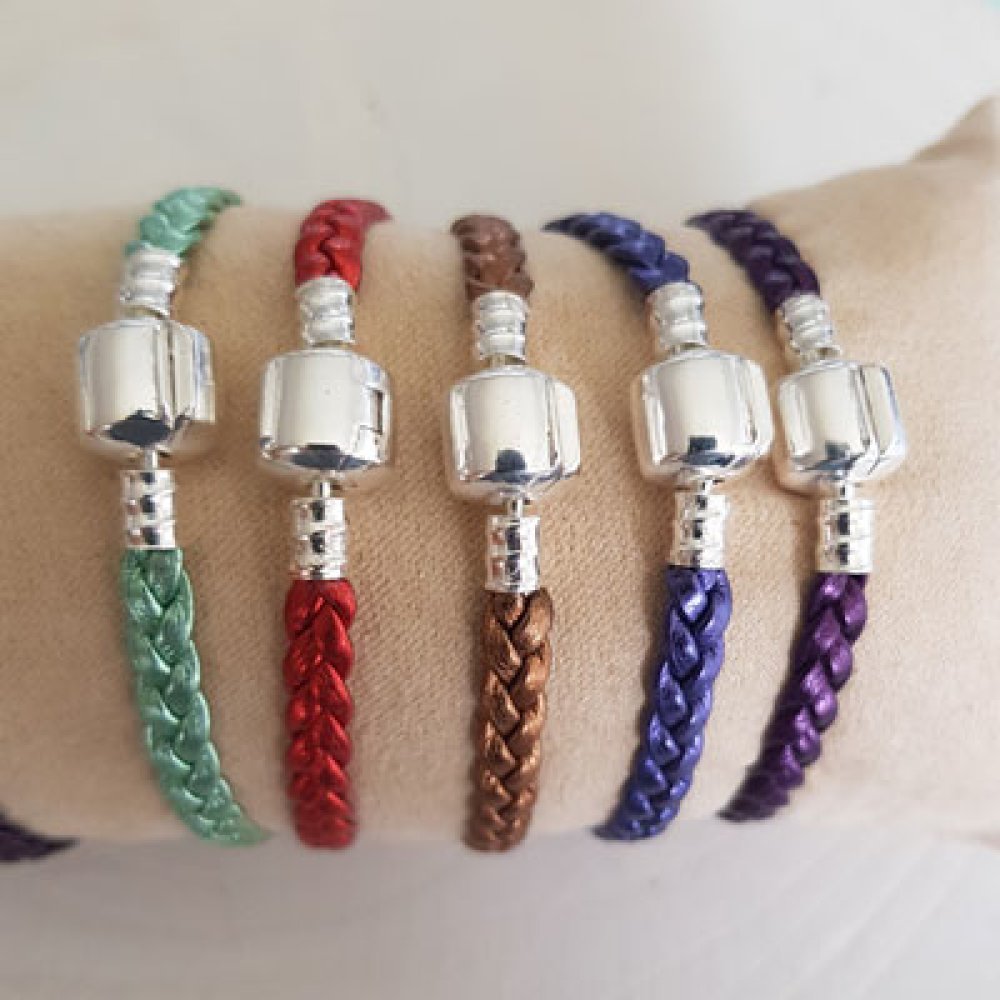 Europese Gevlochten Clip Armband 03 DU 15 AU 23 CM Prune