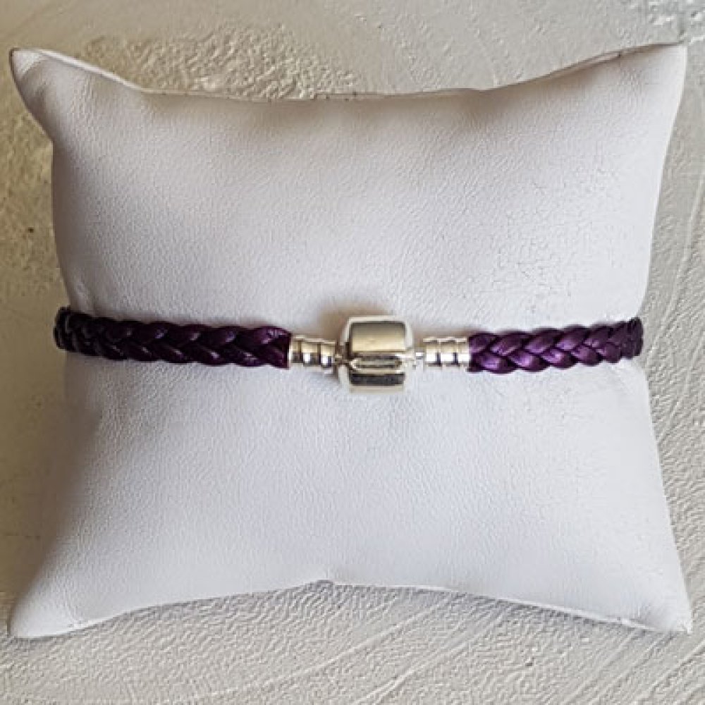 Europese Gevlochten Clip Armband 03 DU 15 AU 23 CM Prune