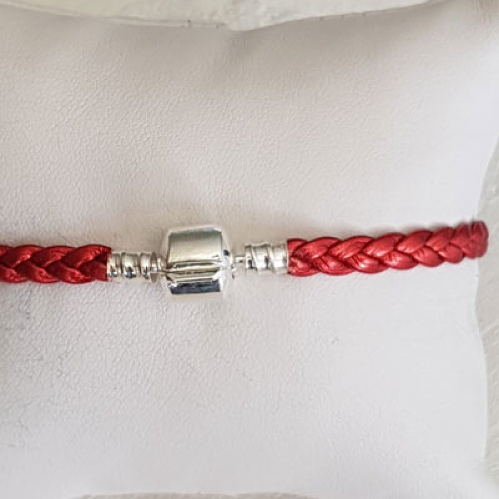 Europese Gevlochten Clip Armband 03 VAN 15 TOT 23 CM Rood
