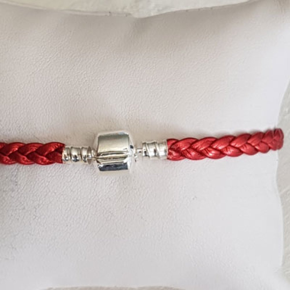 Europese Gevlochten Clip Armband 03 VAN 15 TOT 23 CM Rood