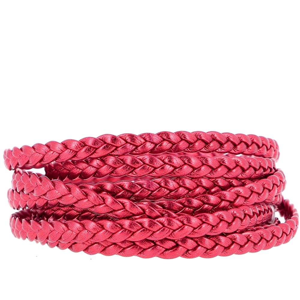 Europese Gevlochten Clip Armband 03 VAN 15 TOT 23 CM Rood