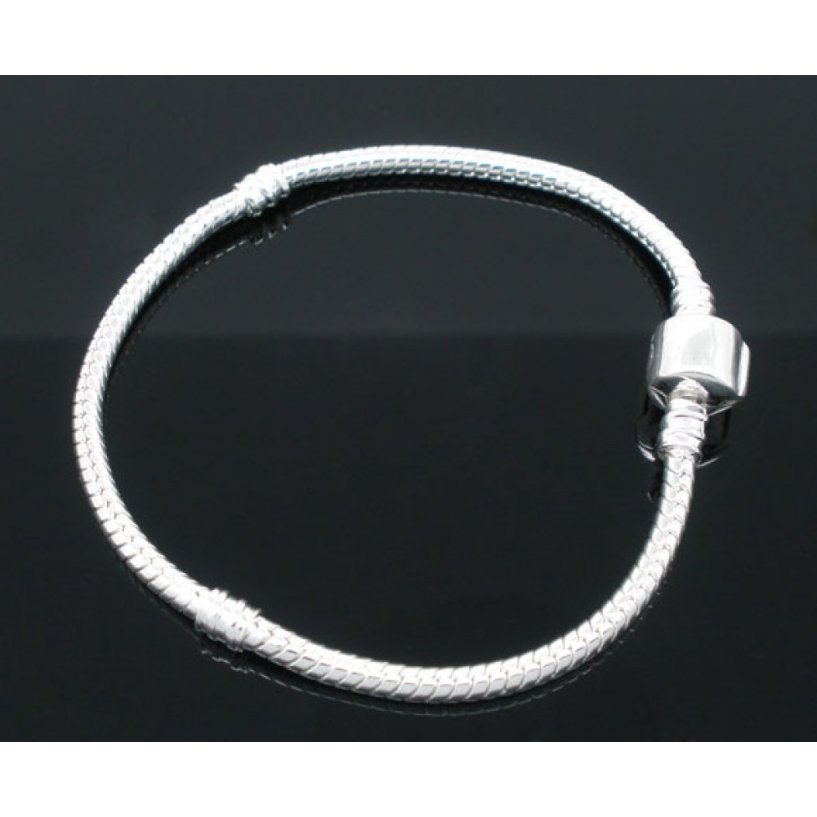 Europese Clip Armband 17 cm Gladde sluiting Verzilverd 925