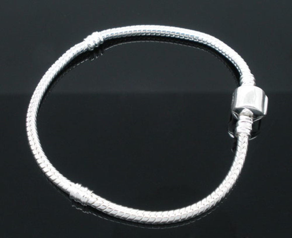 Europese Clip Armband 16 cm Gladde sluiting Verzilverd 925