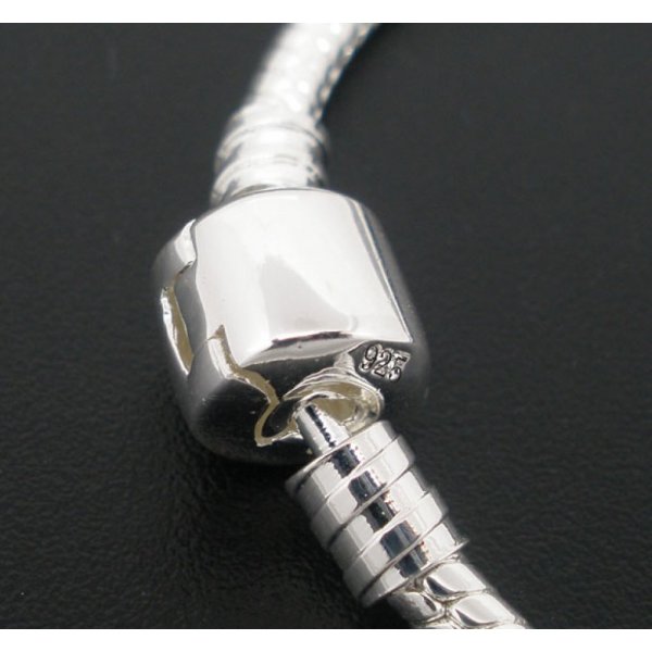 Europese Clip Armband 21 cm Gladde sluiting Verzilverd 925