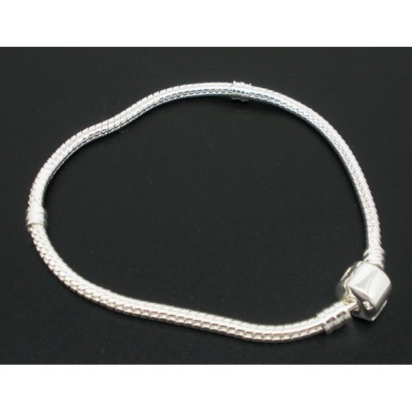 Europese Clip Armband 21 cm Gladde sluiting Verzilverd 925