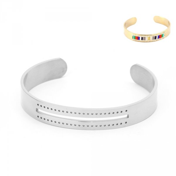 Roestvrij staal 10 mm half open Manchet Armband N&deg;07