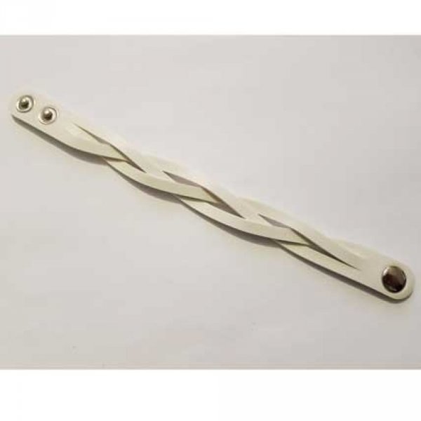 Gevlochten leren riem wit