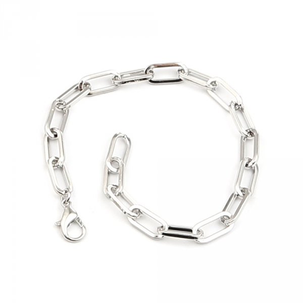 Bracelet maille ovale plaqu&eacute; platine 22 cm N&deg;02