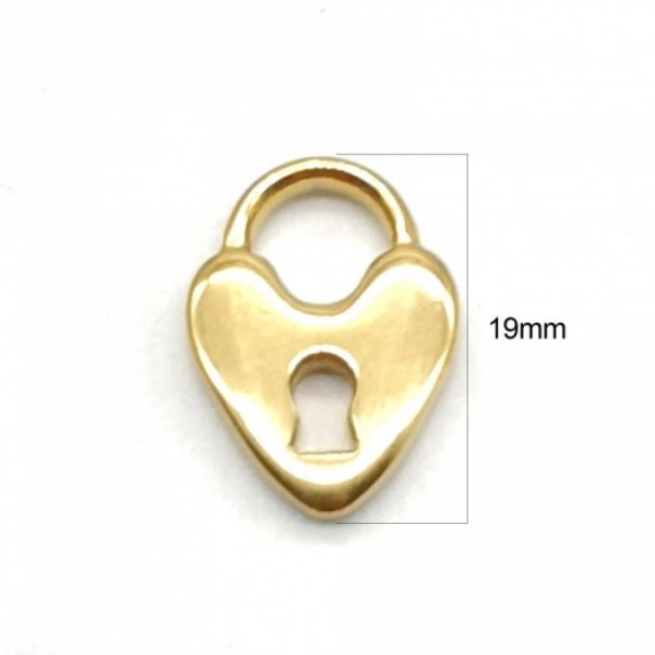 Breloque Acier inoxydable Dor&eacute; C&oelig;ur N&deg;01