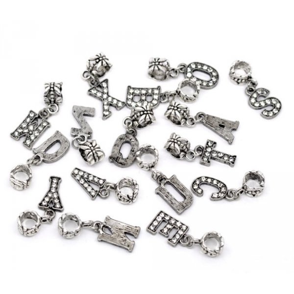 Breloque Alphabet 03 Lettre T et Strass