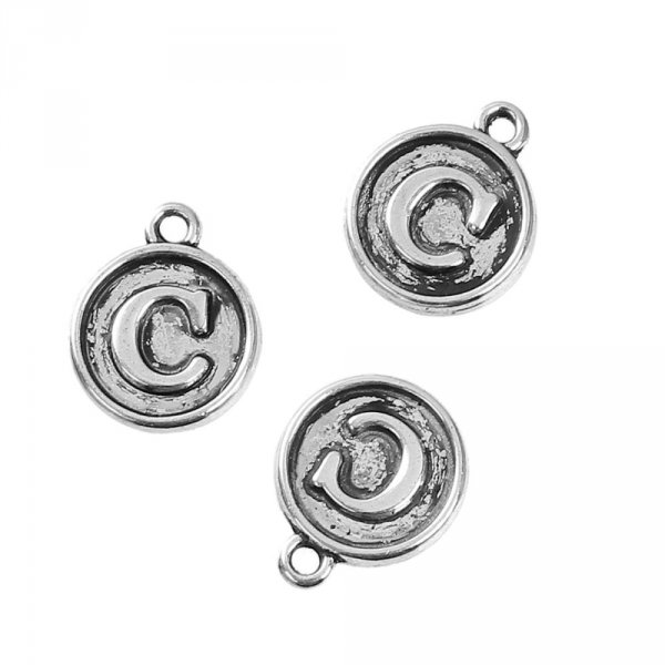 Breloque Alphabet M&eacute;daille 02 Lettre C