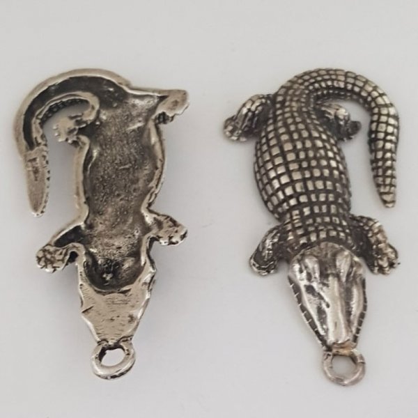 Krokodil Bedel N&deg;01 ZAMAK (ZILVER GELEVERD)