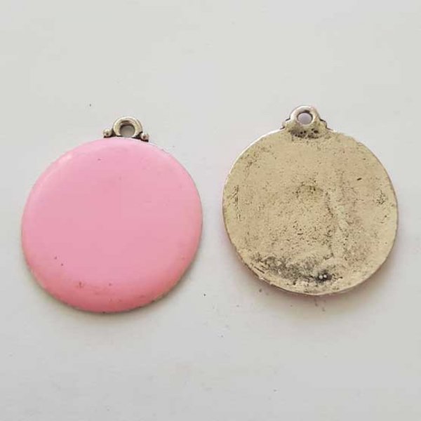 Breloque Divers N&deg;070-07 Pendentif Emaill&eacute; Rose