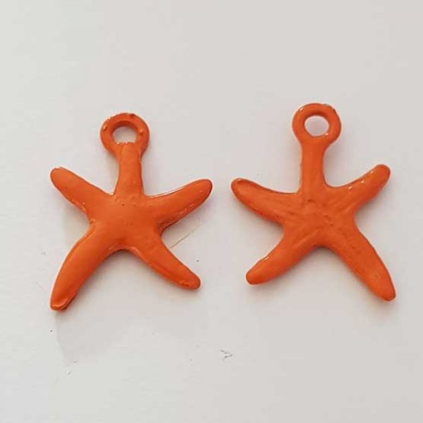 Breloque Etoile De Mer N&deg;04 &eacute;maill&eacute; Orange