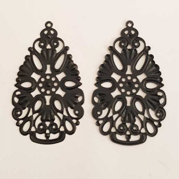 Breloque Fleur M&eacute;tal N&deg;172 Noir