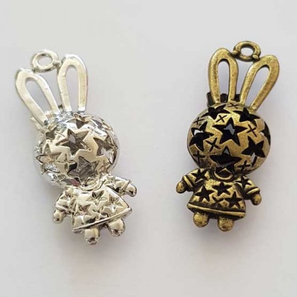 Breloque Lapin N&deg;03 Lot de 2 pi&egrave;ces