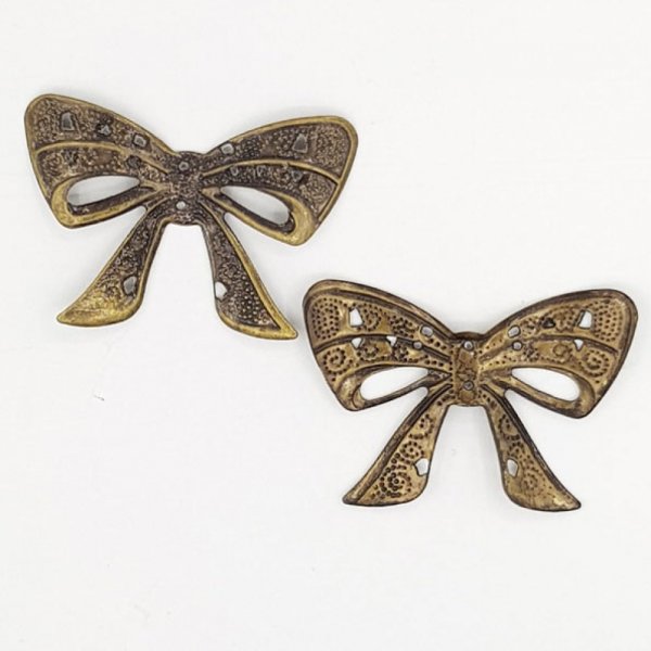 Knoopbedel N&deg;06 hanger, filigraan knoopverbinding in fijn brons metaal 39 x 26 mm