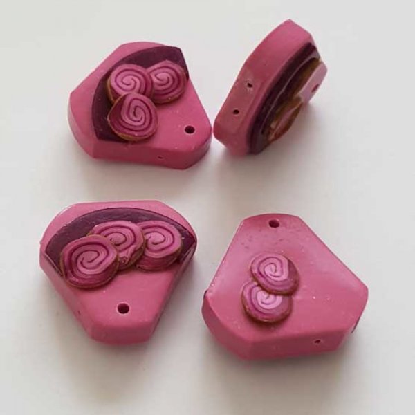 Breloque Pendentif Style Sac Polym&egrave;re Mauve N&deg;01