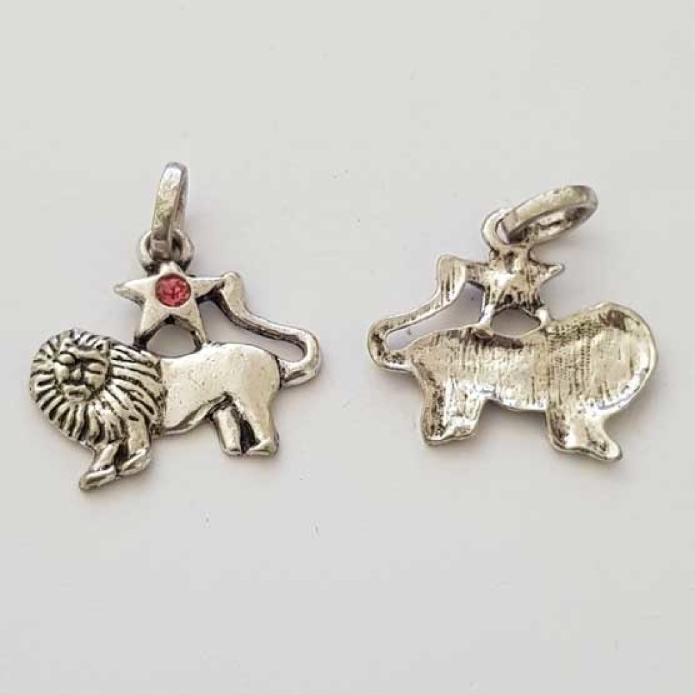 Sterrenbeeld bedel Leeuw Zilver Metaal N°03 met strass steentjes