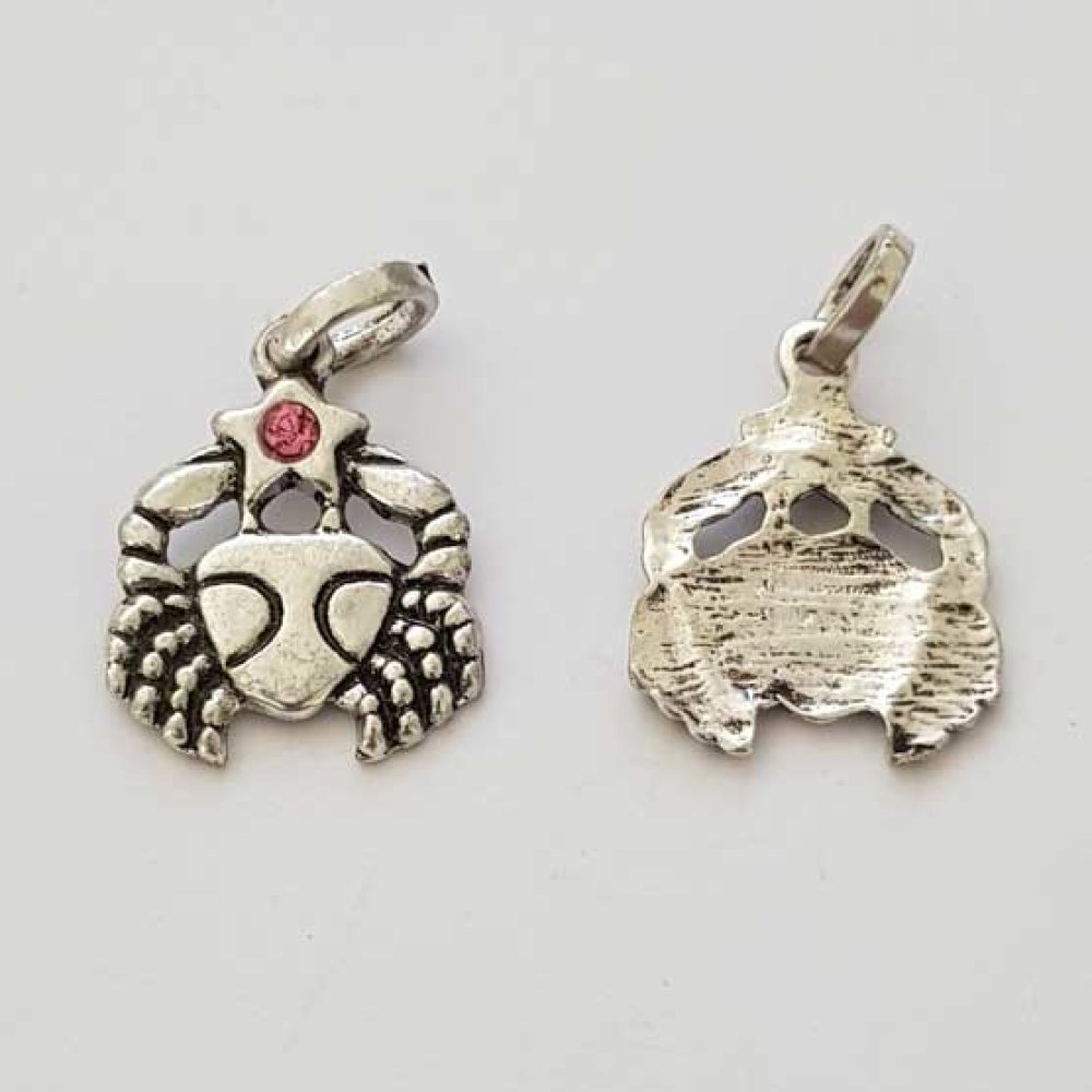 Sterrenbeeld bedel Kreeft Zilver Metaal N°03 met strass steentjes