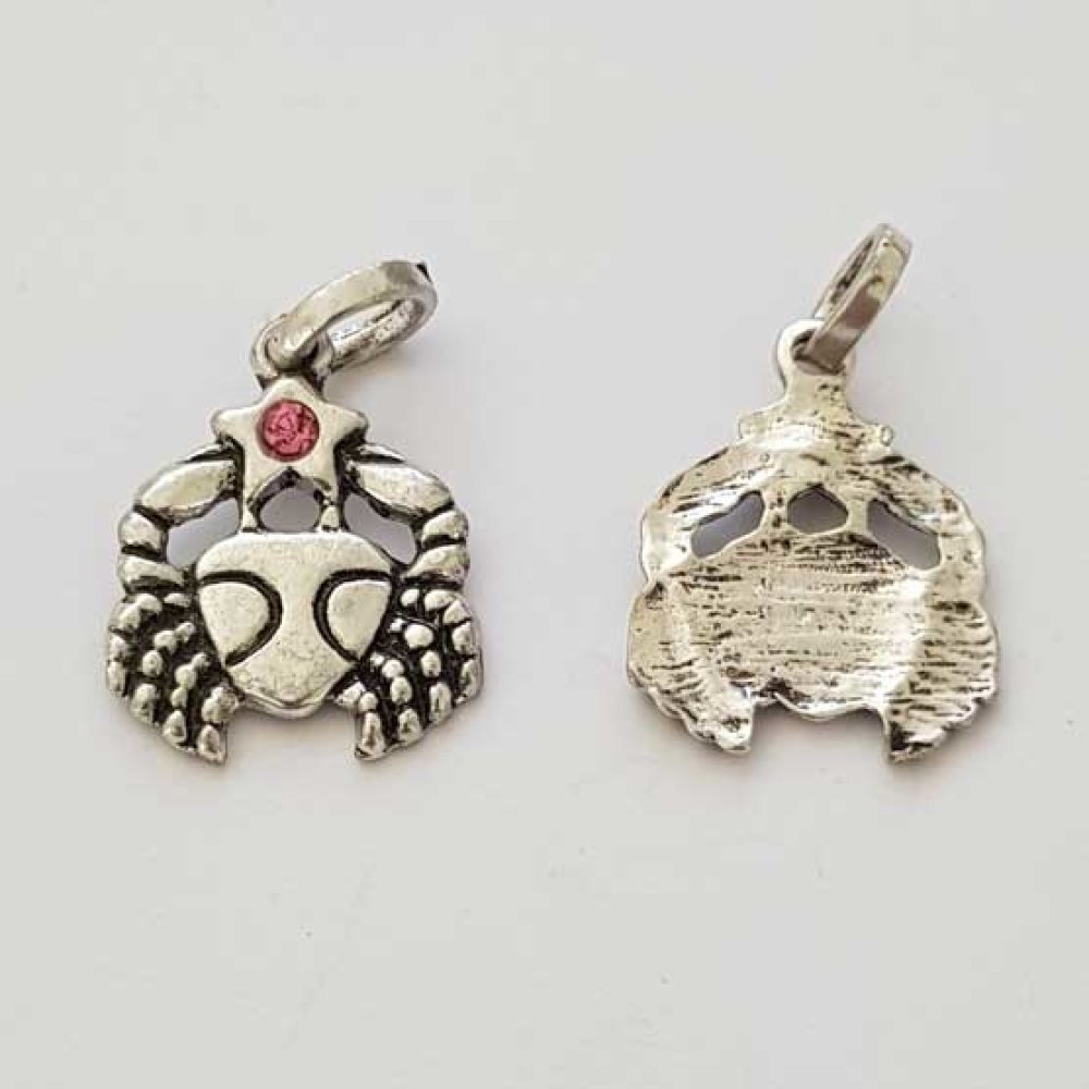 Sterrenbeeld bedel Kreeft Zilver Metaal N°03 met strass steentjes