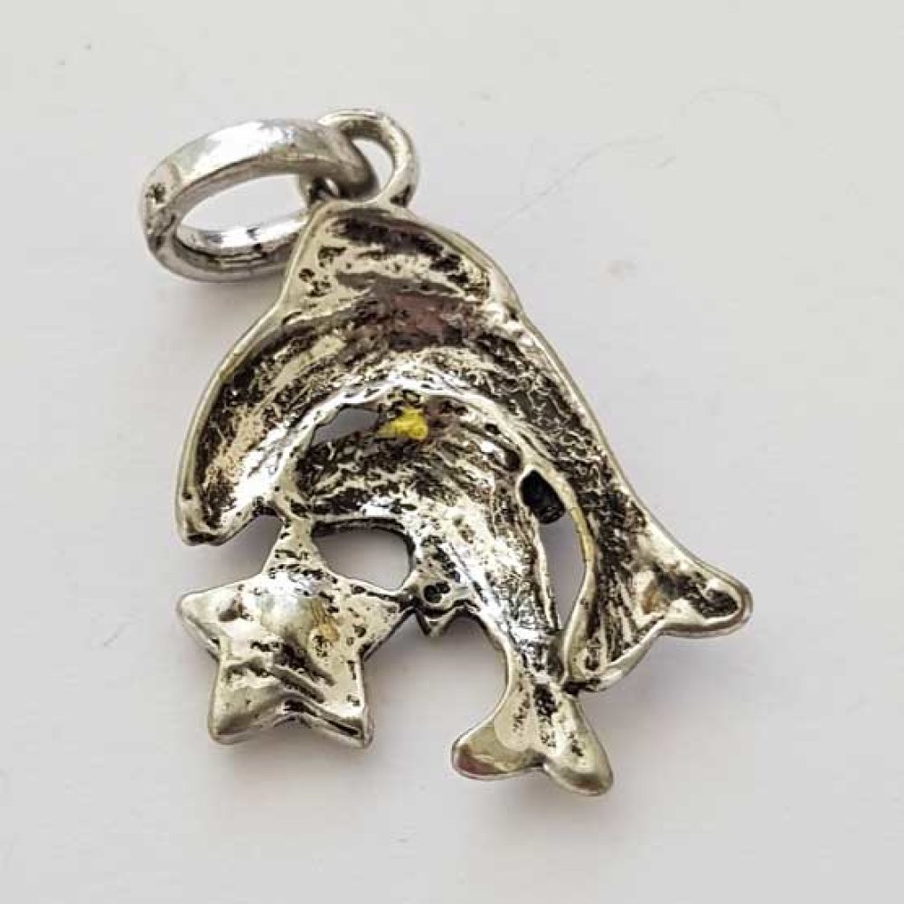 Sterrenbeeld Vissen Bedel Zilver Metaal N°03 met strass steentjes
