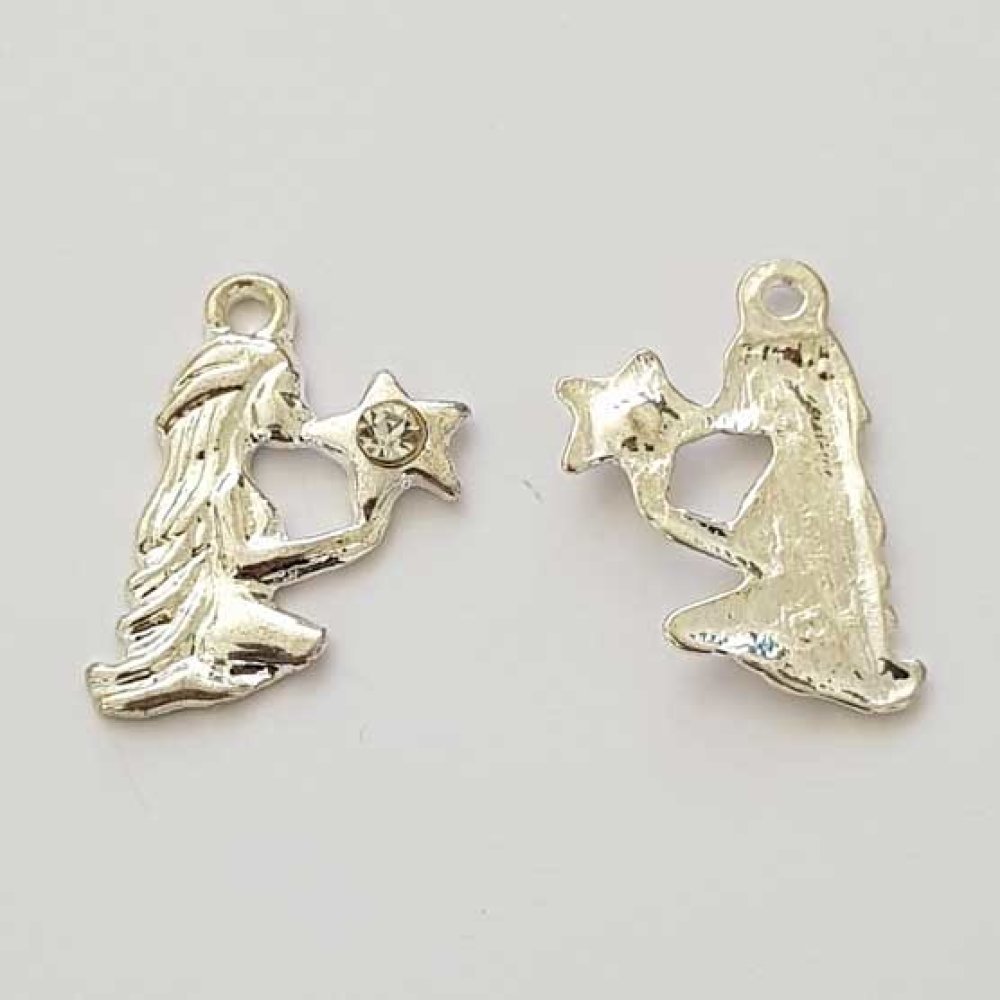 Maagd Sterrenbeeld Bedel Zilver Metaal N°04 met strass steentjes