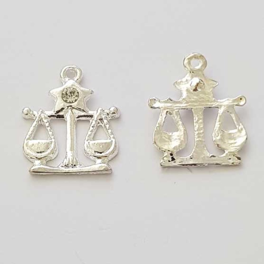 Sterrenbeeld Weegschaal Zilver Metaal N°04 met strass steentjes