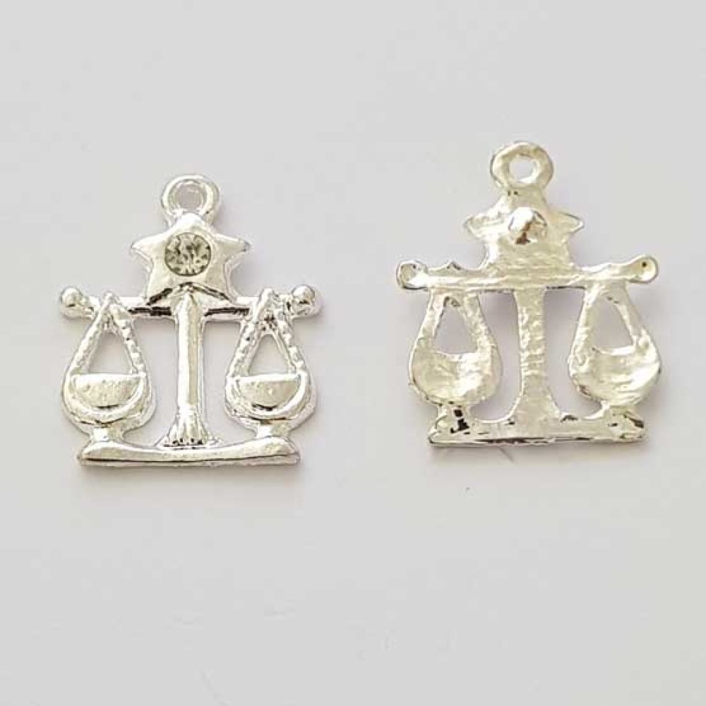 Sterrenbeeld Weegschaal Zilver Metaal N°04 met strass steentjes