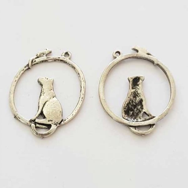 Breloque Souris N&deg;06 Argent Chat