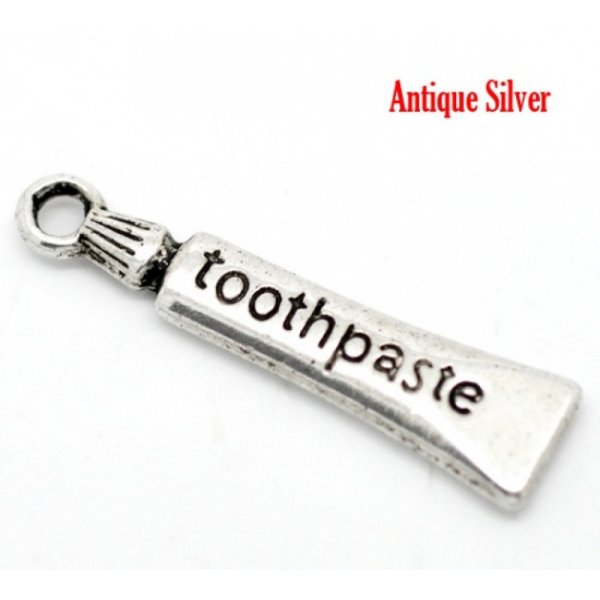 Tandpasta Tube Charm Zilver