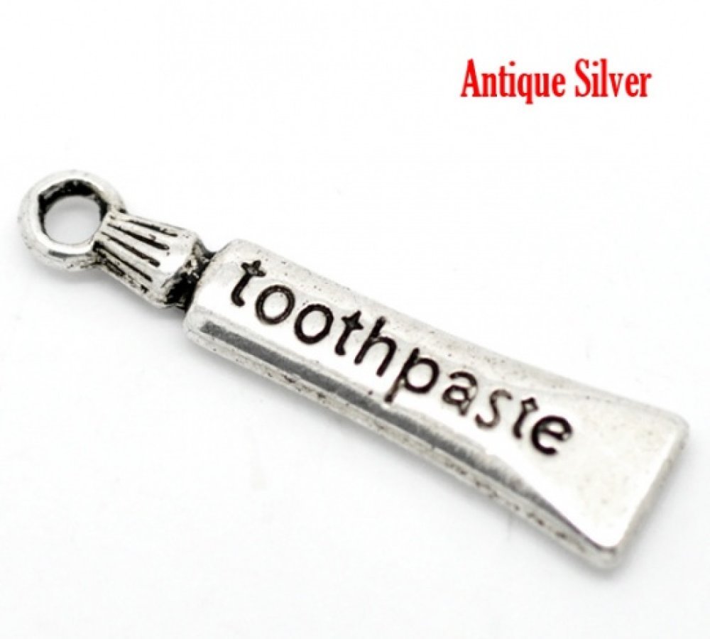 Tandpasta Tube Charm Zilver